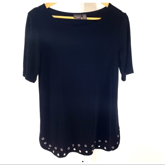 Chico's Tops - Chicos Travelers Black Silver Grommet Tunic Medium